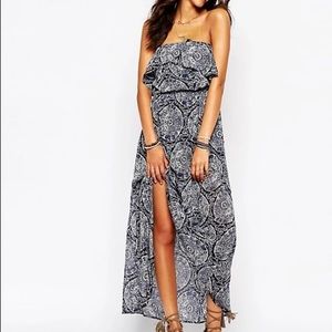 Bohemian strapless maxi dress